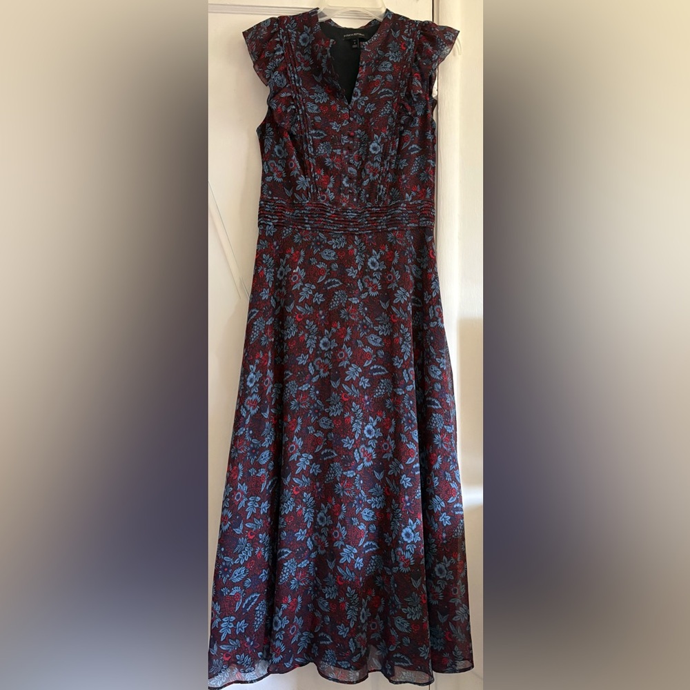 Banana Republic Floral A-Line Dress in Red and Blue